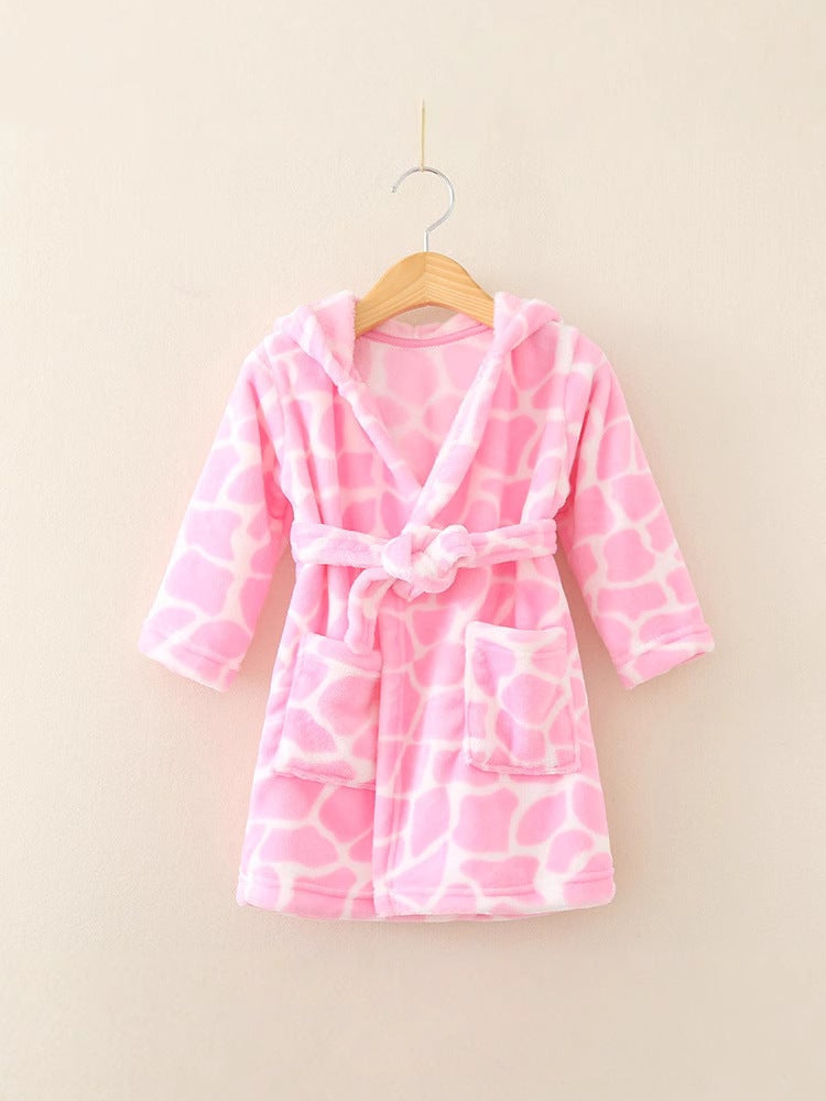 Children'S Nightgown Boys And Girls Baby Spring Autumn Winter Bathrobe Pajamas Cartoon Flannel Hooded Children'S Clothing Home Clothing - Image 3